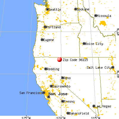 Lake City, CA (96115) map from a distance