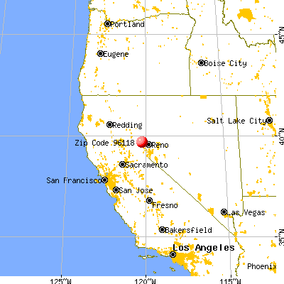 Sierra Brooks, CA (96118) map from a distance