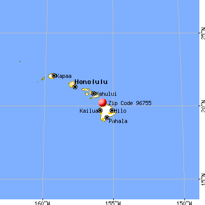 Halaula, HI (96755) map from a distance