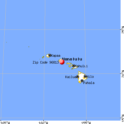 Urban Honolulu, HI (96813) map from a distance