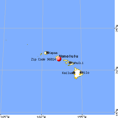 Urban Honolulu, HI (96814) map from a distance