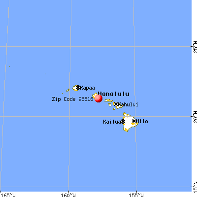 Urban Honolulu, HI (96816) map from a distance