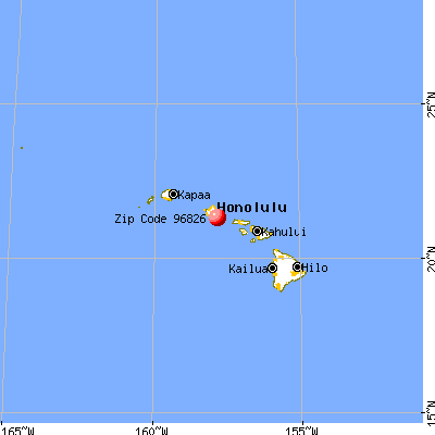 Urban Honolulu, HI (96826) map from a distance