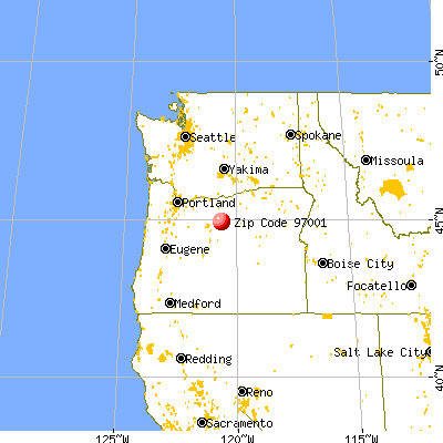 Antelope, OR (97001) map from a distance