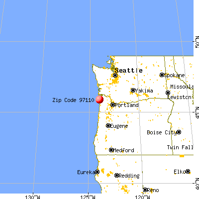 Cannon Beach, OR (97110) map from a distance