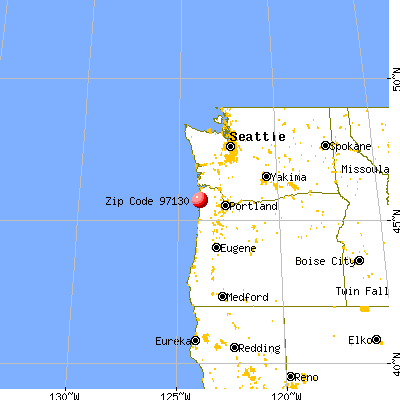 Manzanita, OR (97130) map from a distance