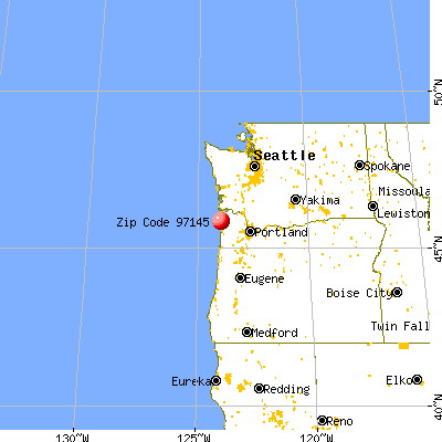 Cannon Beach, OR (97145) map from a distance