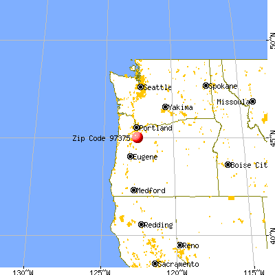 Scotts Mills, OR (97375) map from a distance