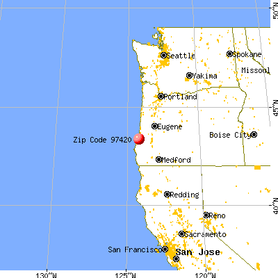 Coos Bay, OR (97420) map from a distance