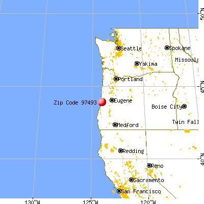 Dunes City, OR (97493) map from a distance