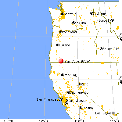 Ashland, OR (97520) map from a distance