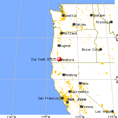 Foots Creek, OR (97525) map from a distance