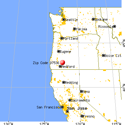 Prospect, OR (97536) map from a distance