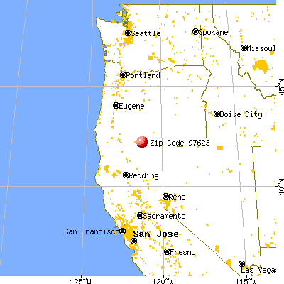 Bonanza, OR (97623) map from a distance