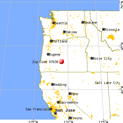 Silver Lake, OR (97638) map from a distance