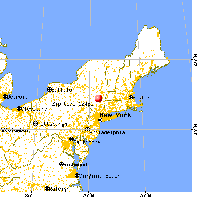 Tannersville, NY (12485) map from a distance