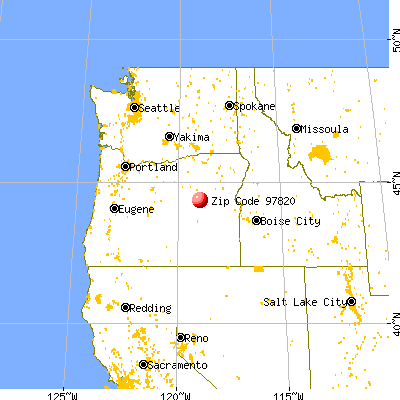 Canyon City, OR (97820) map from a distance