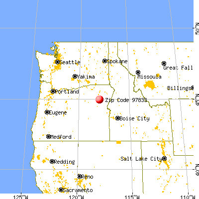 Haines, OR (97833) map from a distance