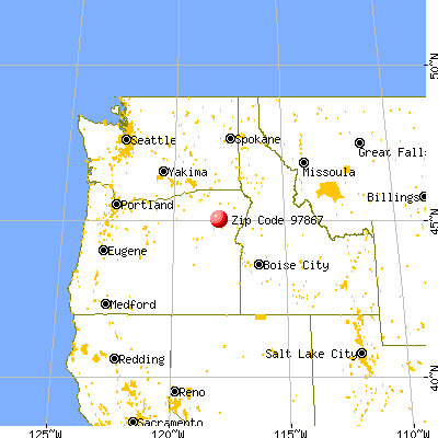 North Powder, OR (97867) map from a distance