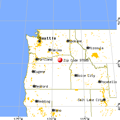 Pilot Rock, OR (97868) map from a distance