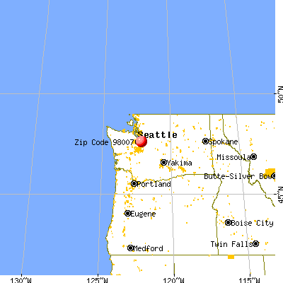 Bellevue, WA (98007) map from a distance