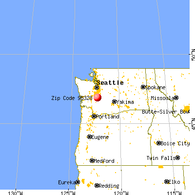 La Grande, WA (98328) map from a distance