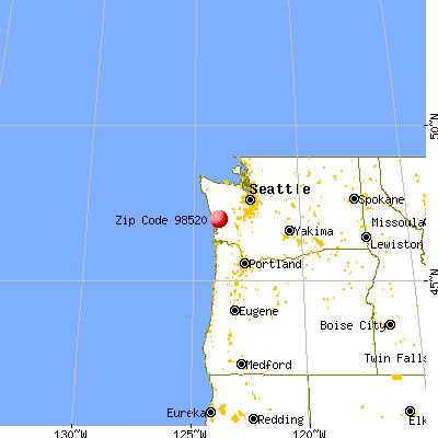 Aberdeen, WA (98520) map from a distance