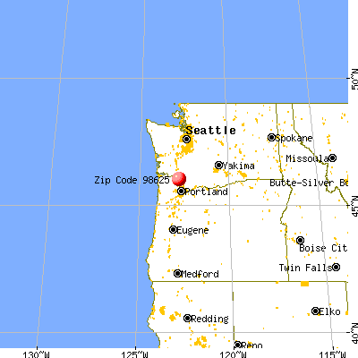 Kalama, WA (98625) map from a distance