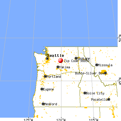 Rock Island, WA (98850) map from a distance