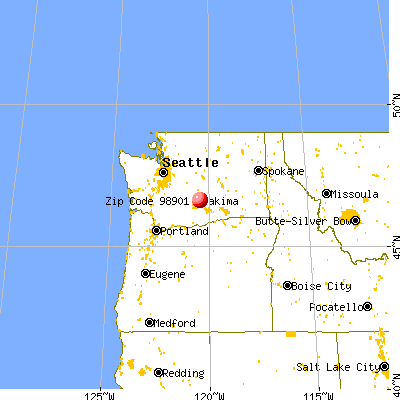 Terrace Heights, WA (98901) map from a distance