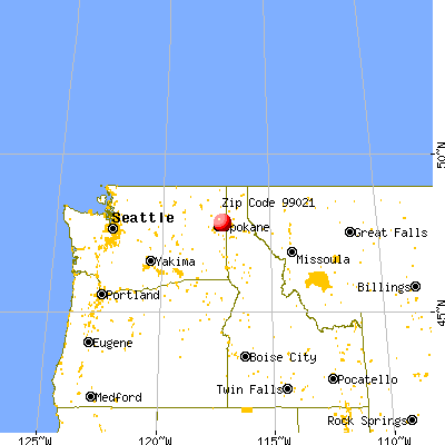 Mead, WA (99021) map from a distance