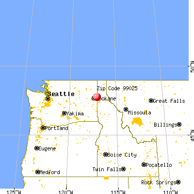 Otis Orchards-East Farms, WA (99025) map from a distance