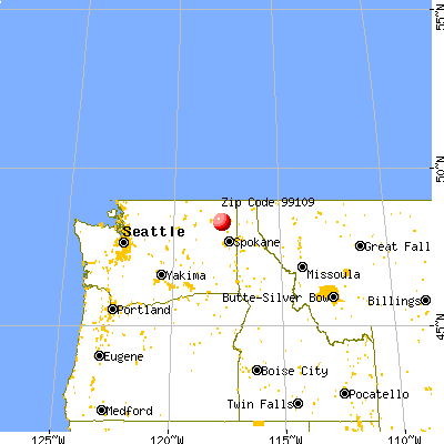 Chewelah, WA (99109) map from a distance
