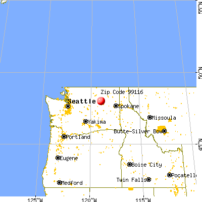 Coulee Dam, WA (99116) map from a distance