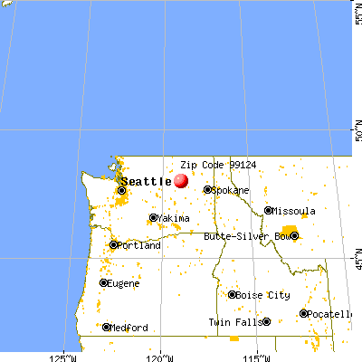 Elmer City, WA (99124) map from a distance