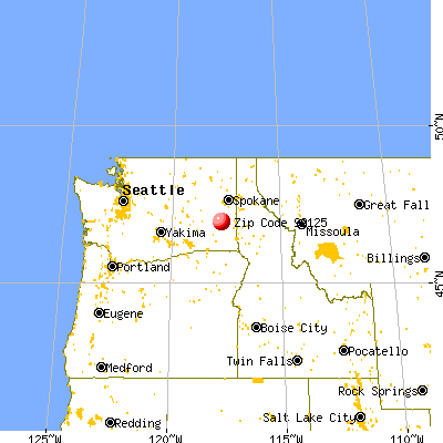 Endicott, WA (99125) map from a distance
