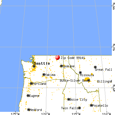 Kettle Falls, WA (99141) map from a distance