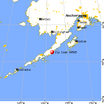 Chignik Lagoon, AK (99565) map from a distance