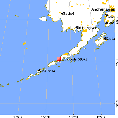 Cold Bay, AK (99571) map from a distance
