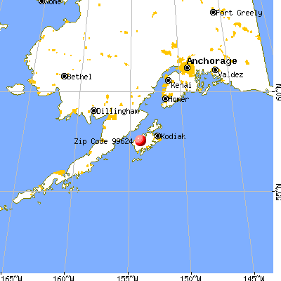 Larsen Bay, AK (99624) map from a distance