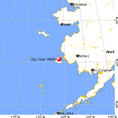 Mekoryuk, AK (99630) map from a distance