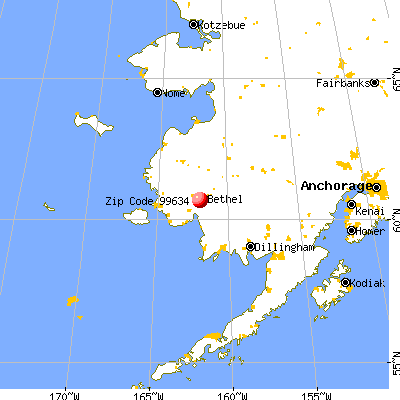 Napakiak, AK (99634) map from a distance