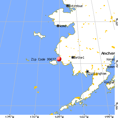 Toksook Bay, AK (99637) map from a distance