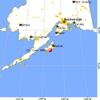 Old Harbor, AK (99643) map from a distance