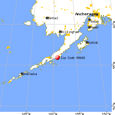 Perryville, AK (99648) map from a distance