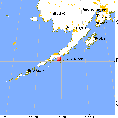 Sand Point, AK (99661) map from a distance