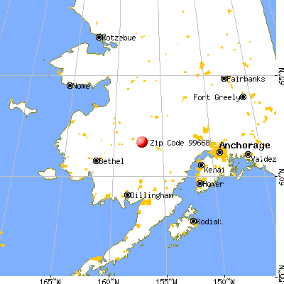 Sleetmute, AK (99668) map from a distance