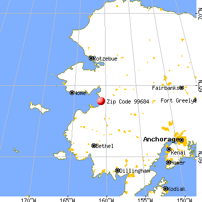 Unalakleet, AK (99684) map from a distance