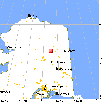 Beaver, AK (99724) map from a distance