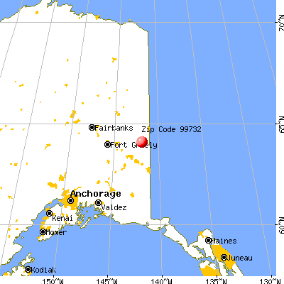 Chicken, AK (99732) map from a distance